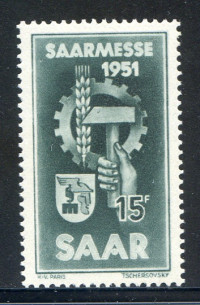 Afbeelding bij Saarland Mi 306 T II MNH (scan SM