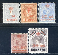 Afbeelding bij Suriname NVPH 60-64 ongebruikt z. gom (scan B)